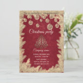 Goldfarbiges Weihnachtsfest-Party Einladung (Stehend Vorderseite)