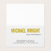 Goldfarbname Schwarz-weiß Modern Schlicht einfach Visitenkarten (Außenseite Aufgefaltet)