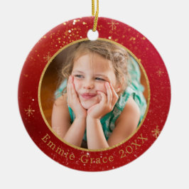 Goldfarbstaub auf roter Fotoplatte Keramik Ornament