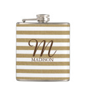 Goldfaser aus Glitzer mit Monogramm Flachmann (Vorderseite)