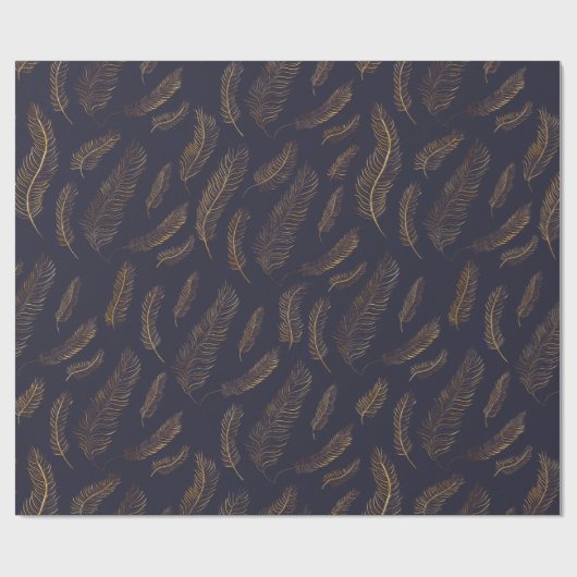 Goldfeder gemustert geschenkpapier (Flach)