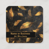 Goldfedern auf schwarz quadratische visitenkarte (Vorderseite)