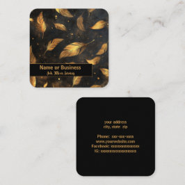 Goldfedern auf schwarz quadratische visitenkarte