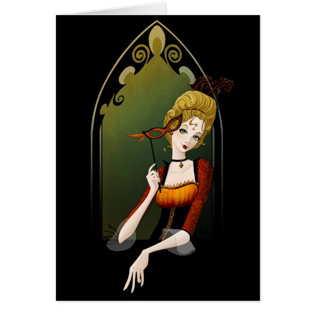 Goldfedern, schwarze Spitze - Karte (Vorne)