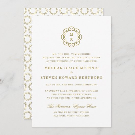 Goldfeierliche Hochzeit Einladung (Vorne/Hinten)