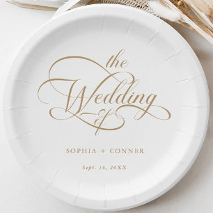 Goldfeine, elegante Hochzeit Pappteller