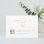 Goldfeiner handGezeichnet Cherry Blossom QR-Code RSVP Karte (Stehend Vorderseite)