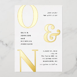 Goldfette Typografie Moderne Hochzeit + Details Folieneinladung