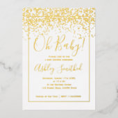 Goldfetti-Typografie-Babydusche Folieneinladung (Vorderseite)