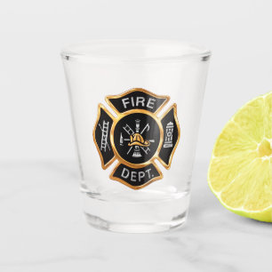 Goldfeuerwehr-Feuerwehrmann-Abzeichen Schnapsglas