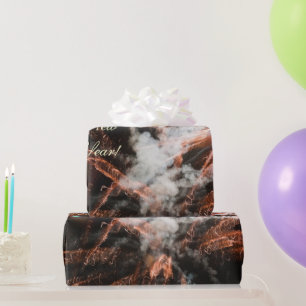 Goldfeuerwerk, abstrakter goldschwarzer Rauch Geschenkpapier