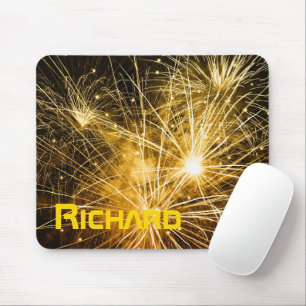 Goldfeuerwerke auf dunklem Individuelle Name Mousepad