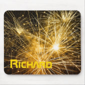 Goldfeuerwerke auf dunklem Individuelle Name Mousepad (Vorne)