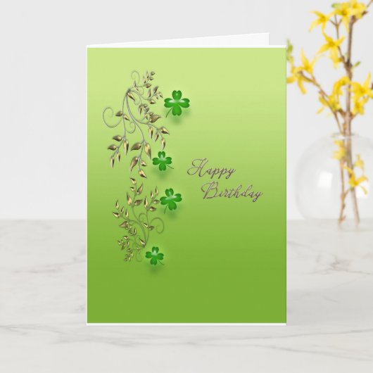 Goldfiligrel mit Kleeblättern zum Geburtstag Karte (Gelbe Blume)