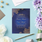 Goldfilm Lace Verziert Blue Islamic Muslim Hochzei Acryleinladungen (In Situ (Hochzeit))