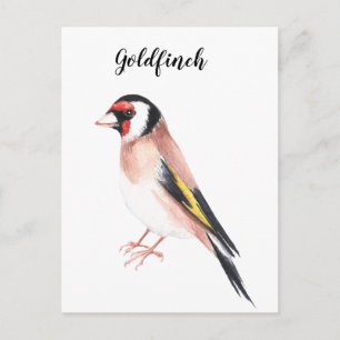 Goldfinch Aquarell bemalt Vogel. Gute Karte. Postkarte
