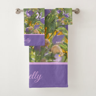 Goldfinch auf einer Harebell-Blume Badhandtuch Set