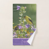 Goldfinch auf einer Harebell-Blume Badhandtuch Set (Handtuch)