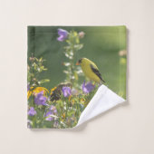 Goldfinch auf einer Harebell-Blume Badhandtuch Set (Waschlappen)