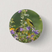 Goldfinch auf einer Harebell-Blume Button (Vorderseite)