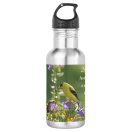 Goldfinch auf einer Harebell-Blume Edelstahlflasche