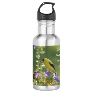 Goldfinch auf einer Harebell-Blume Edelstahlflasche