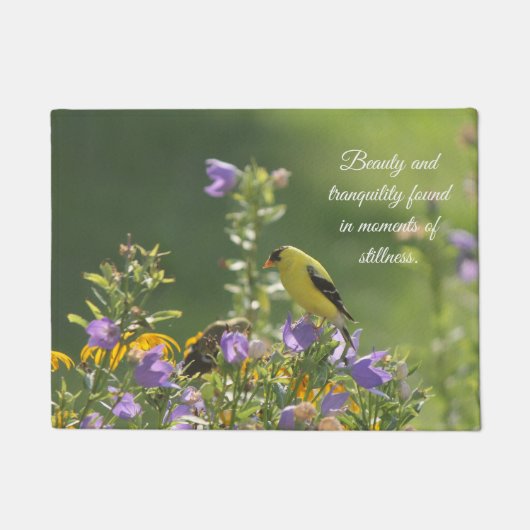 Goldfinch auf einer Harebell-Blume Fußmatte (Vorderseite)