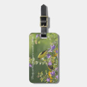 Goldfinch auf einer Harebell-Blume Gepäckanhänger (Vorderseite vertikal)