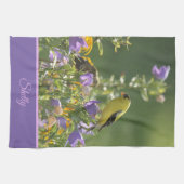 Goldfinch auf einer Harebell-Blume Geschirrtuch (Horizontal)