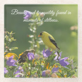 Goldfinch auf einer Harebell-Blume Glasuntersetzer (Vorderseite)