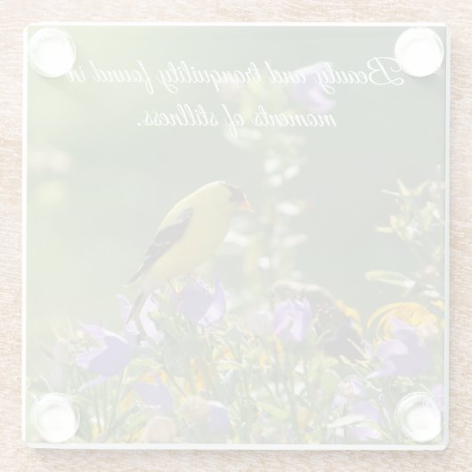 Goldfinch auf einer Harebell-Blume Glasuntersetzer (Rückseite)