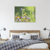 Goldfinch auf einer Harebell-Blume Leinwanddruck (Insitu (Schlafzimmer))