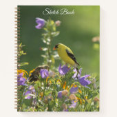Goldfinch auf einer Harebell-Blume Notizblock (Vorderseite)