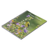 Goldfinch auf einer Harebell-Blume Notizblock (Linke Seite)