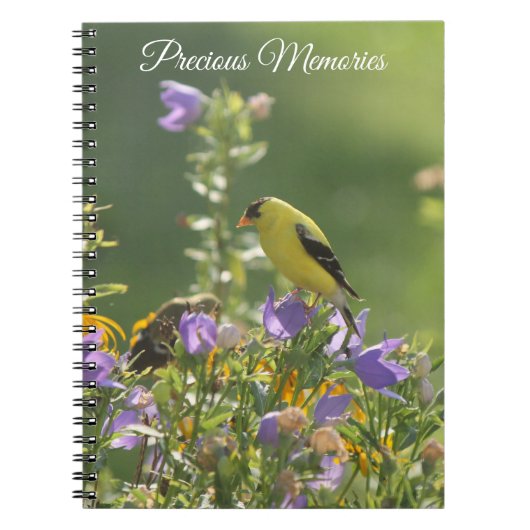 Goldfinch auf einer Harebell-Blume Notizblock (Vorderseite)