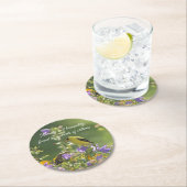 Goldfinch auf einer Harebell-Blume Runder Pappuntersetzer (Vor Ort)