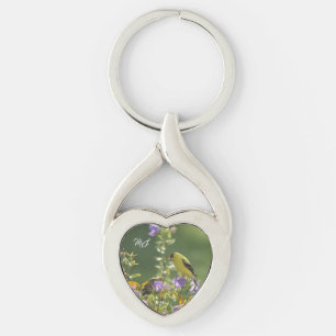 Goldfinch auf einer Harebell-Blume Schlüsselanhänger