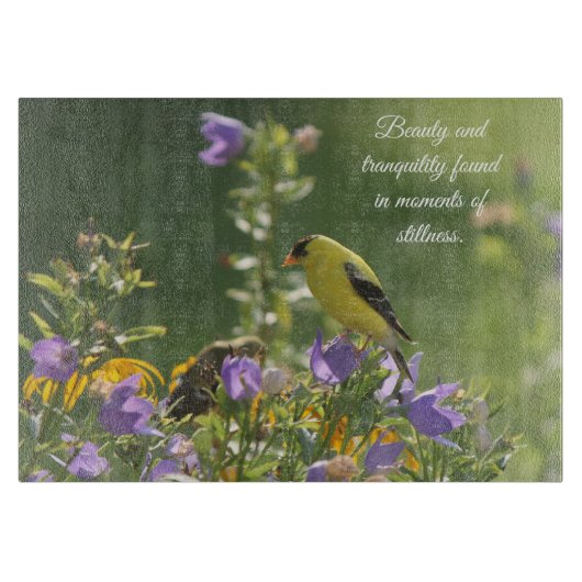 Goldfinch auf einer Harebell-Blume Schneidebrett (Vorderseite)