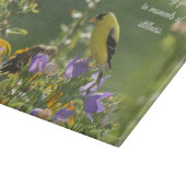 Goldfinch auf einer Harebell-Blume Schneidebrett (Ecke)