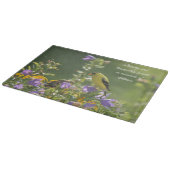 Goldfinch auf einer Harebell-Blume Schneidebrett (Ecke)