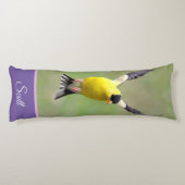 Goldfinch auf einer Harebell-Blume Seitenschläferkissen (Rückseite)