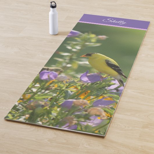 Goldfinch auf einer Harebell-Blume Yogamatte (Beispiel)