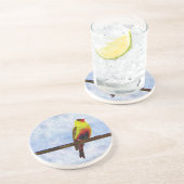 Goldfinch auf Power Line Getränkeuntersetzer (Seite)