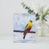 Goldfinch auf Power Line Postkarte (Stehend Vorderseite)