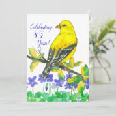 Goldfinch Bird 85. Geburtstagsparty Einladung (Stehend Vorderseite)