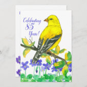 Goldfinch Bird 85. Geburtstagsparty Einladung (Vorne/Hinten)