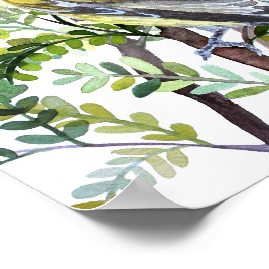 Goldfinch Bird in der Wüste Wasserfarben Kunst Poster (Ecke)