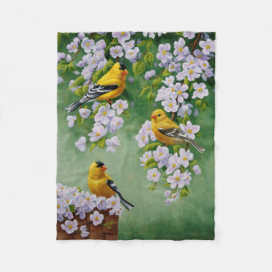 Goldfinch Birds & Apple Blossom-Blume Fleecedecke