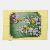 Goldfinch Birds & Apple Blossoms gelb Geschirrtuch (Horizontal)