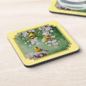 Goldfinch Birds & Apple Blossoms gelb Untersetzer (Linke Seite)
